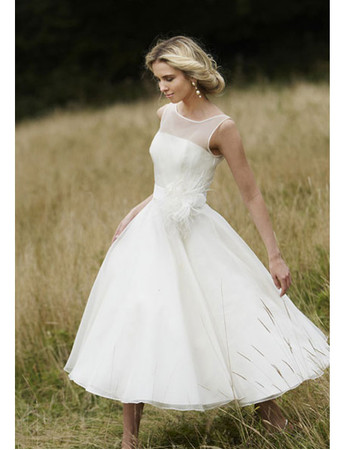 Affordable Romantic Summer Casual Tea Length Short Reception Wedding Dress