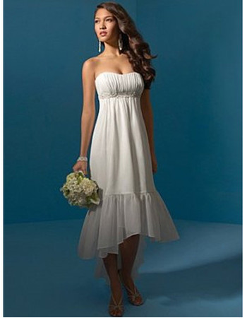 Classic Charming Chiffon Asymmetric High-Low Beach Wedding Dress