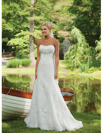 Modern Elegant Sweetheart Chapel Train Satin Organza Spring Wedding Dress