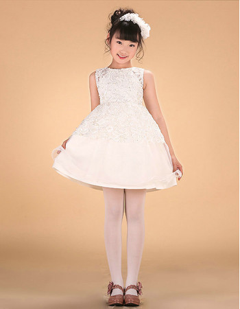 Adorable A-Line Mini/ Short Satin Applique Flower Girl Dress