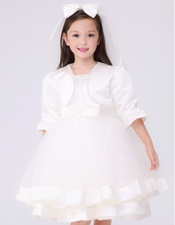 Affordable Beautiful Ball Gown Sleeveless Short First Holy Communion Dress with Outfits