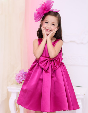 Affordable Cute Empire Sleeveless Short Satin Little Girls Party Dress