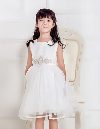 Ball Gown Knee Length Organza Flower Girl Princess Dress