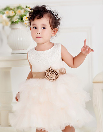 Infant Baby Girl Ball Gown Tulle Bubble Skirt First Communion Dress