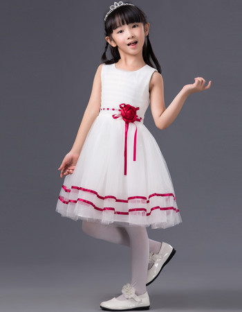 Kids A-Line Sleeveless Knee Length Tulle Flower Girl Princess Dress