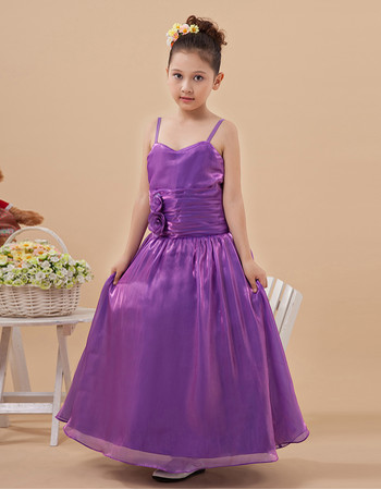 Spaghetti Straps Floor Length Little Girls Party Dress