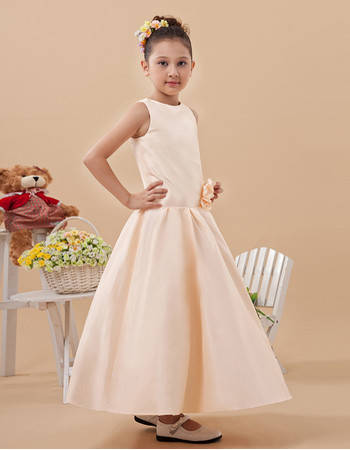 Adorable A-Line Ankle Length Satin Flower Girl Dress