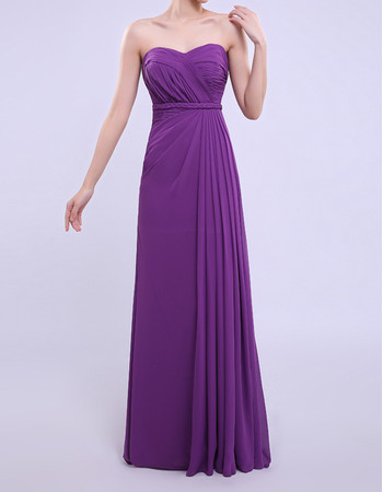 Women's Modern Column Sweetheart Floor Length Chiffon Bridesmaid Dress