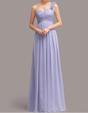 Amazing Affordable One Shoulder Sweetheart Floor Length Chiffon Bridesmaid Dress