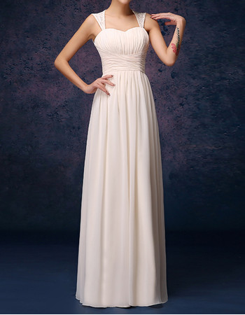 Best Amazing Column Straps Floor Length Chiffon Bridesmaid Dress