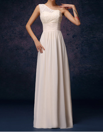 Beautiful Elegant One Shoulder Floor Length Chiffon Bridesmaid Dress