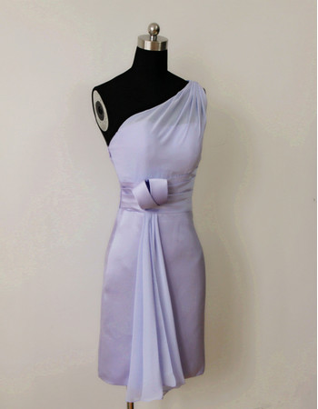 Classic One Shoulder Sleeveless Short Satin Bridesmaid Dress