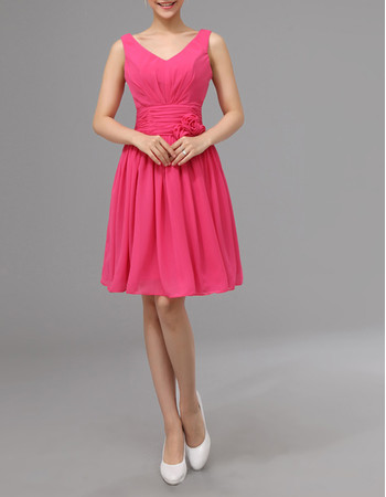 Trendy Classic Simple V-Neck Sleeveless Short Chiffon Bridesmaid/ Party Dress