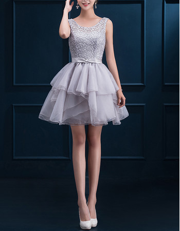 Beautiful A-Line Sleeveless Short Beading Lace-Up Cocktail Dress