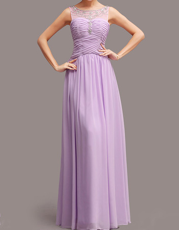 Affordable Elegant Sheath Bateau Floor Length Chiffon Formal Evening Dress