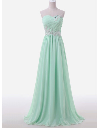 Classic Elegant A-Line Sweetheart Sleeveless Floor Length Chiffon Evening Dress