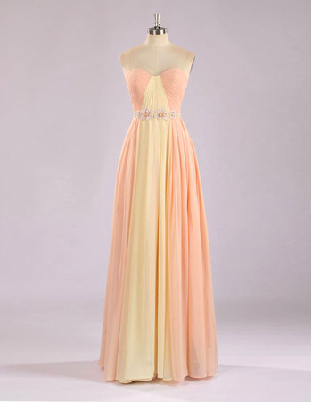 Custom Chic Sweetheart Floor Length Chiffon Multicolor Formal Evening Dress