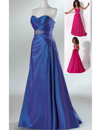 Affordable Custom Designer Sweetheart Sleeveless Long Taffeta Evening Dress