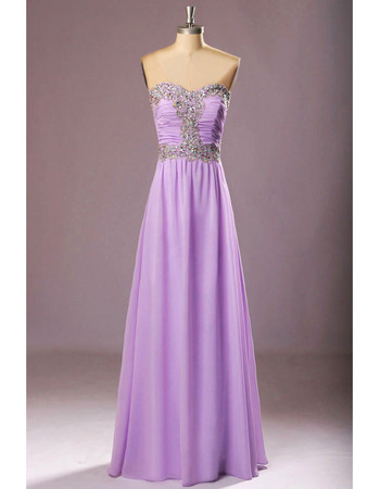 Cheap Custom Vintage Sweetheart Full Length Chiffon Rhinestone Evening Dress