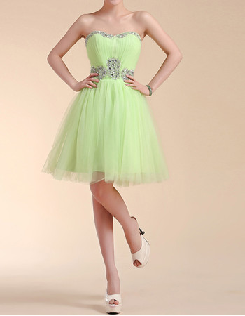 Custom Classic A-Line Sweetheart Short Satin Tulle Homecoming Dress