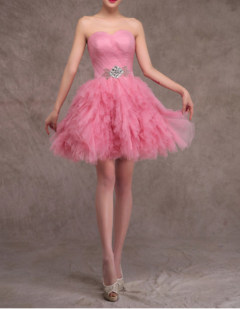 Popular Beautiful Ball Gown Sweetheart Short Tulle Ruffle Homecoming Dress