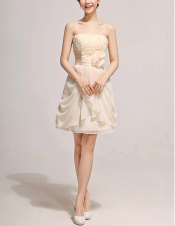 Beautiful Girls A-Line Strapless Short Chiffon Applique Homecoming Dress