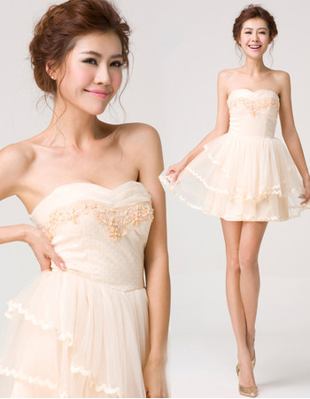 Junior Girls Cute A-Line Sweetheart Mini Satin Tulle Homecoming Dress
