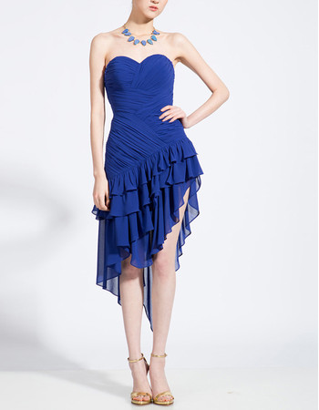 Junior Girls Beautiful Sheath Sweetheart Asymmetric Short Chiffon Homecoming Dress