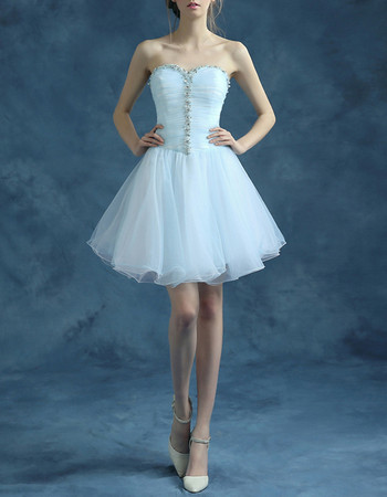 Girls Simple A-Line Sweetheart Short Tulle Taffeta Homecoming Dress