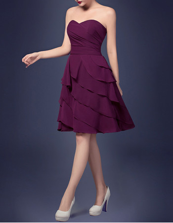 Pretty A-Line Sweetheart Short Chiffon Layered Homecoming Dress