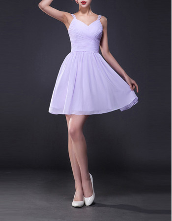 Girls Fitted A-Line Straps Sweetheart Short Chiffon Homecoming Dress