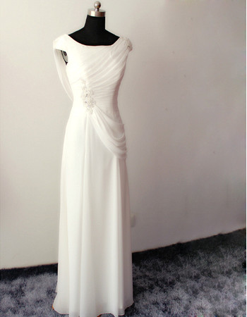 Amazing Modern Sheath Sleeveless Floor Length Chiffon Wedding Dress