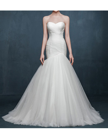 Stunning Mermaid Sweetheart Sleeveless Sweep Train Tulle Wedding Dress