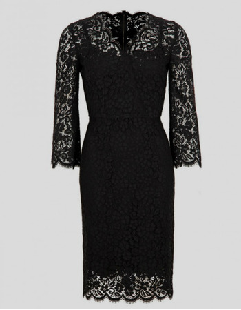 Modest Casual Column Knee Length Lace Black Plus Size Mother Dress with Lace Sleeves
