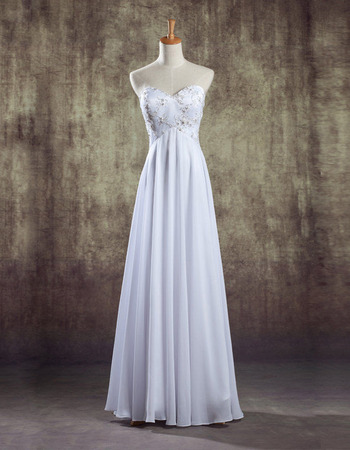 Inexpensive Custom Sweetheart Empire Floor Length Chiffon Petite Wedding Dress