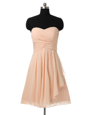 Women's Affordable Best Elegant A-Line Sweetheart Short Chiffon Bridesmaid Dress