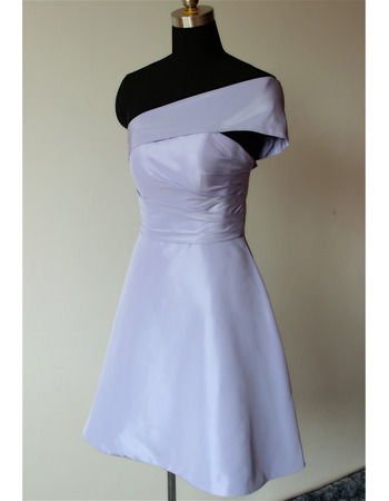 Modern One Shoulder Mini/ Short Satin Bridesmaid Dress