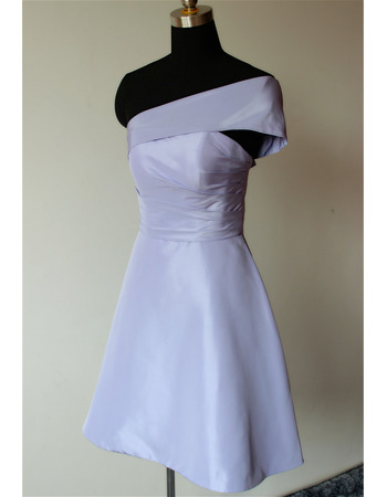 Modern One Shoulder Mini/ Short Satin Bridesmaid Dress