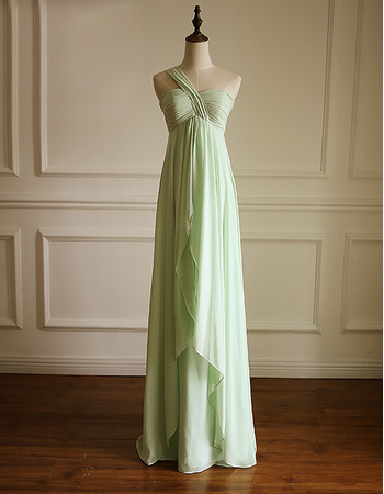 Custom Charming Empire One Shoulder Long Chiffon Bridesmaid Dress