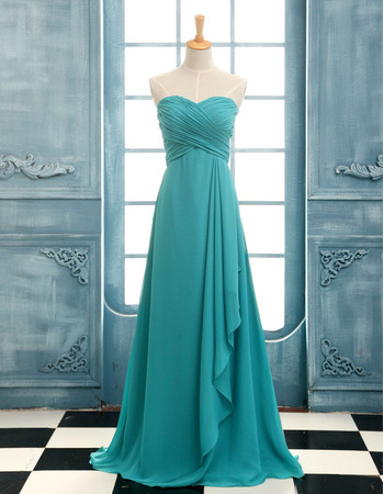 Affordable Beautiful A-Line Sweetheart Long Chiffon Bridesmaid Dress