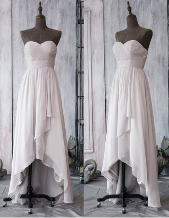 Custom Designer Sweetheart High-Low Asymmetric Chiffon Bridesmaid Dress