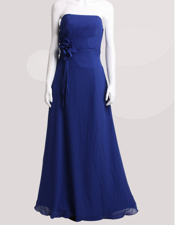 Affordable Custom Strapless Floor Length Chiffon Floral Bridesmaid Dress