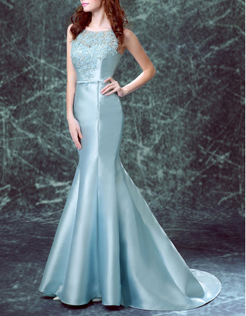 Affordable Designer Mermaid Long Satin Formal Evening Dress