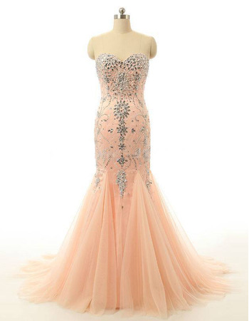 Beautiful Mermaid Sweetheart Long Chiffon Tulle Formal Evening Wear Dress