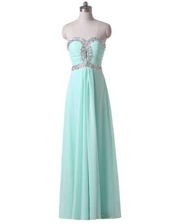 Custom Modest Sweetheart Long Chiffon Prom Evening Dress for Women