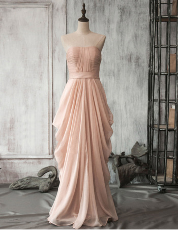 Custom Designer Strapless Floor Length Chiffon Pick-Up Skirt Formal Evening Dress