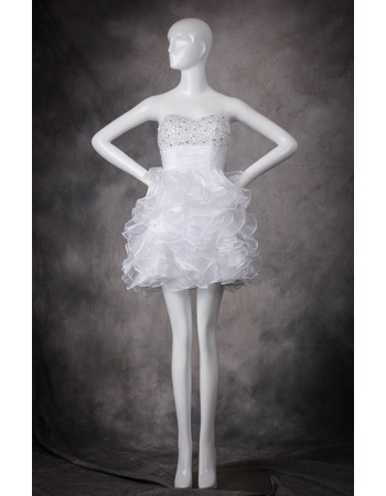 Classic Pretty Sweetheart Short Ruffle Skirt White Homecoming Dress