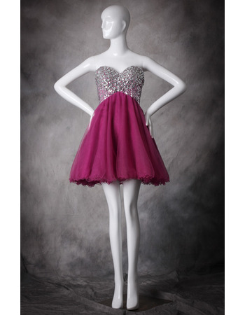 Classic Sweetheart Short Organza Rhinestone Homecoming Dress