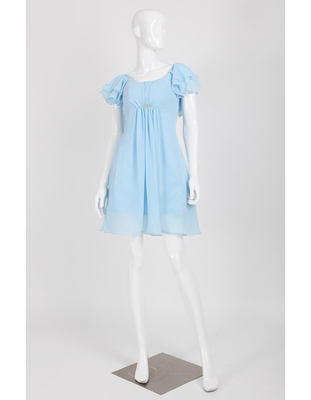 Elegant Sheath Mini Chiffon Homecoming Dress with Short Sleeves