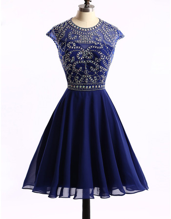 Cheap A-Line Knee Length Chiffon Rhinestone Homecoming Dress